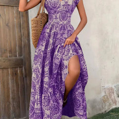 Women's Lightweight Polyester Maxi Dress | Bohemian Tiered Summer Sundress 6