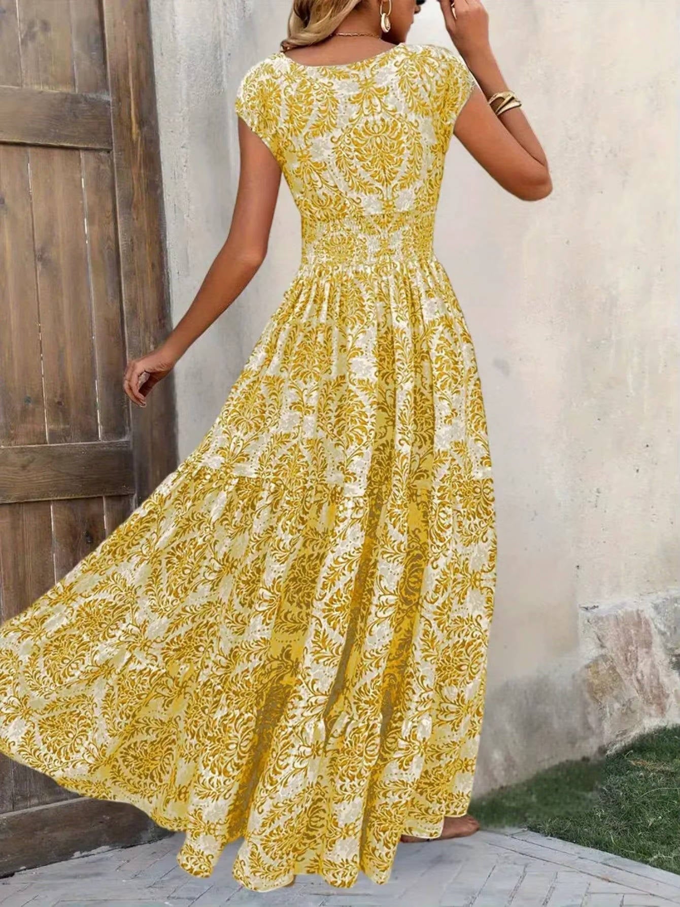 Women's Lightweight Polyester Maxi Dress | Bohemian Tiered Summer Sundress 8