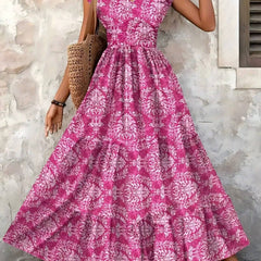 Women's Lightweight Polyester Maxi Dress | Bohemian Tiered Summer Sundress 9