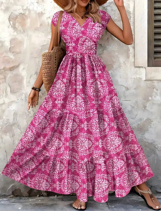 Women's Lightweight Polyester Maxi Dress | Bohemian Tiered Summer Sundress 9