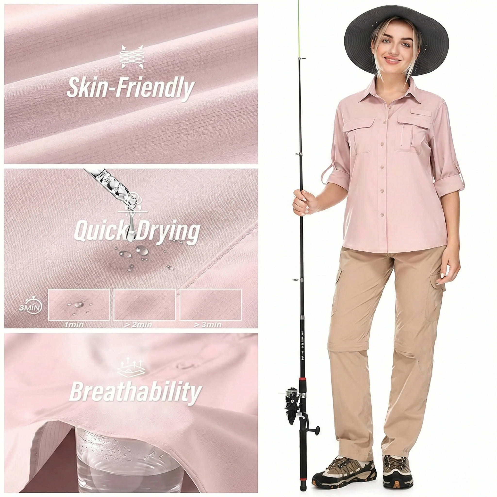 Women's Lightweight Polyester Sun Protection Shirt | Quick-Dry Outdoor Long Sleeve Top 2