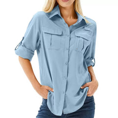 Women's Lightweight Polyester Sun Protection Shirt | Quick-Dry Outdoor Long Sleeve Top 4
