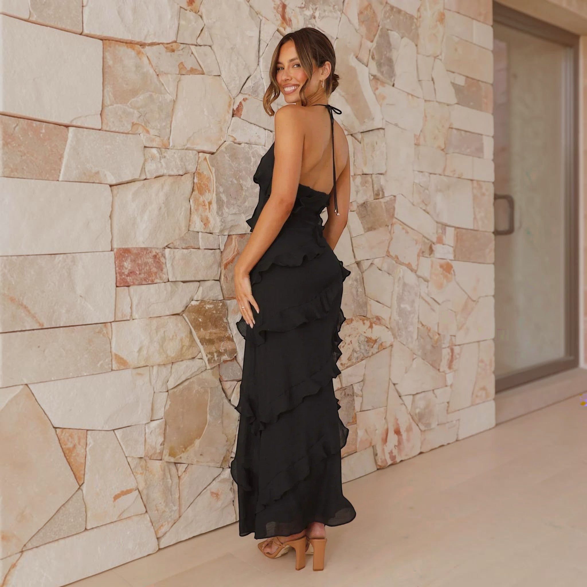 Women's Lightweight Ruffle Maxi Dress | Elegant Summer Formal Evening Gown 2