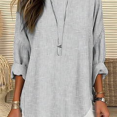 Women's Lightweight Striped Blouse | Relaxed-Fit Long Sleeve Summer Top 2