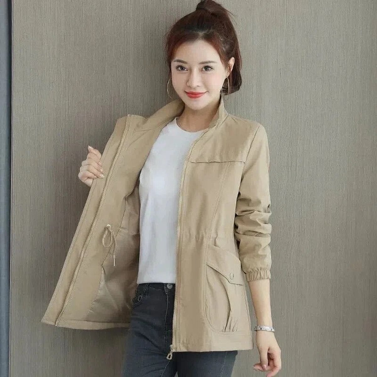 Women's Lightweight Zip-Up Bomber Jacket | Relaxed Casual Summer Outerwear 0