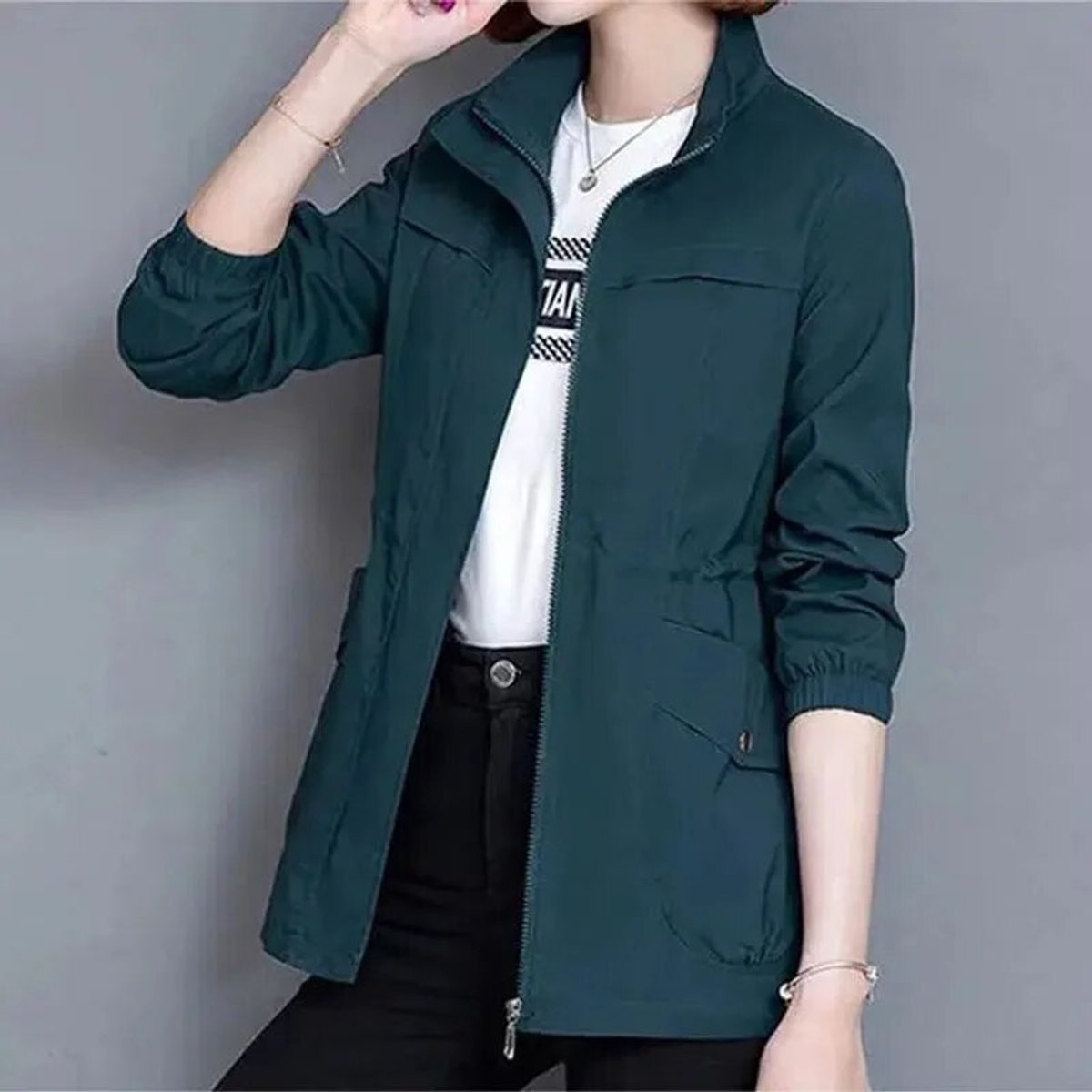 Women's Lightweight Zip-Up Bomber Jacket | Relaxed Casual Summer Outerwear 5