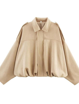 Women's Luxurious Faux Suede Bomber Jacket | Vintage-Inspired Oversized Style 4