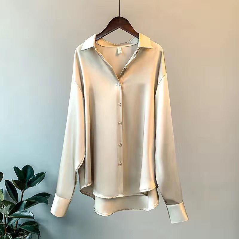 Women's Luxurious Silk Blouse | Elegant Long Sleeve Top for Formal Occasions 0