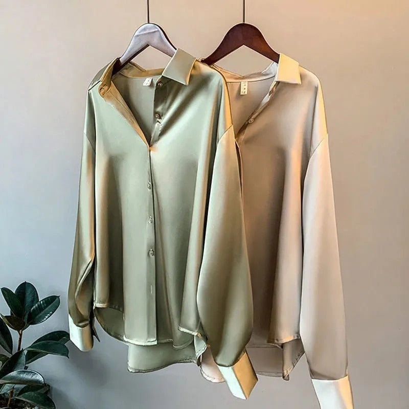 Women's Luxurious Silk Blouse | Elegant Long Sleeve Top for Formal Occasions 1