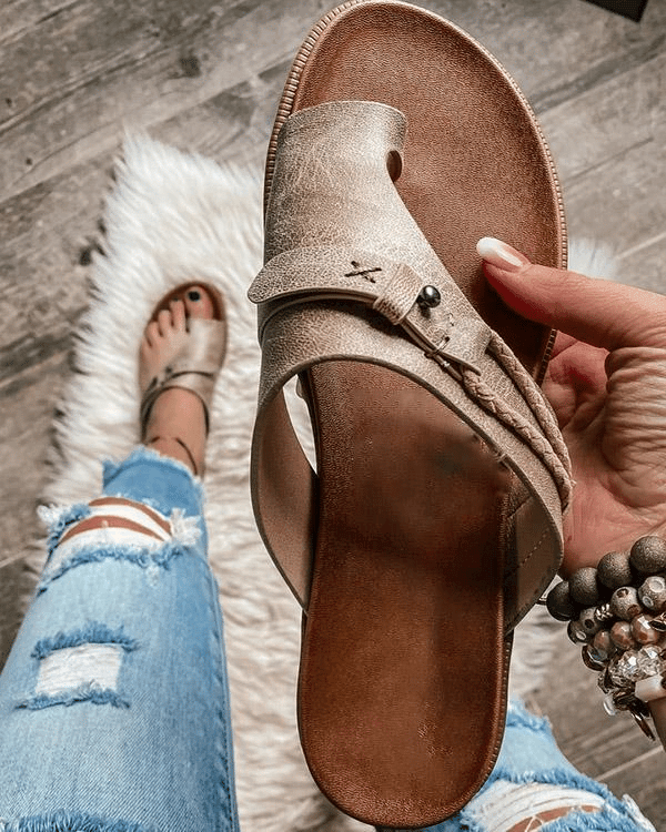 Women's Minimalist Leather Flat Sandals | Chic Comfortable Summer Footwear 2