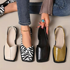 Women's Modern Ballerinas | Elegant Square Toe Slip-On Flats 1