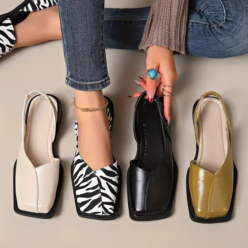 Women's Modern Ballerinas | Elegant Square Toe Slip-On Flats 1