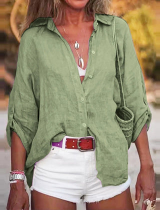 Women's Natural Linen Summer Shirt | Breathable Loose Fit Casual Blouse 2