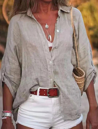 Women's Natural Linen Summer Shirt | Breathable Loose Fit Casual Blouse 6