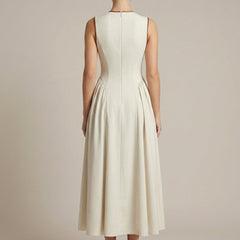 Women's Off White A-Line Maxi Dress | Elegant Bow Tie Detail Summer Formal Gown 1