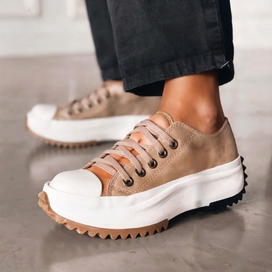 Women's Orthopedic Platform Sneakers | Stylish Lace-Up Chunky White Shoes 1