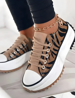 Women's Orthopedic Platform Sneakers | Stylish Lace-Up Chunky White Shoes 3