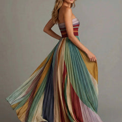 Women's Pleated Chiffon Maxi Dress | Elegant Strapless Formal Gown for Cocktail Events 2