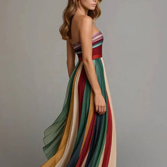 Women's Pleated Chiffon Maxi Dress | Elegant Strapless Formal Gown for Cocktail Events 3