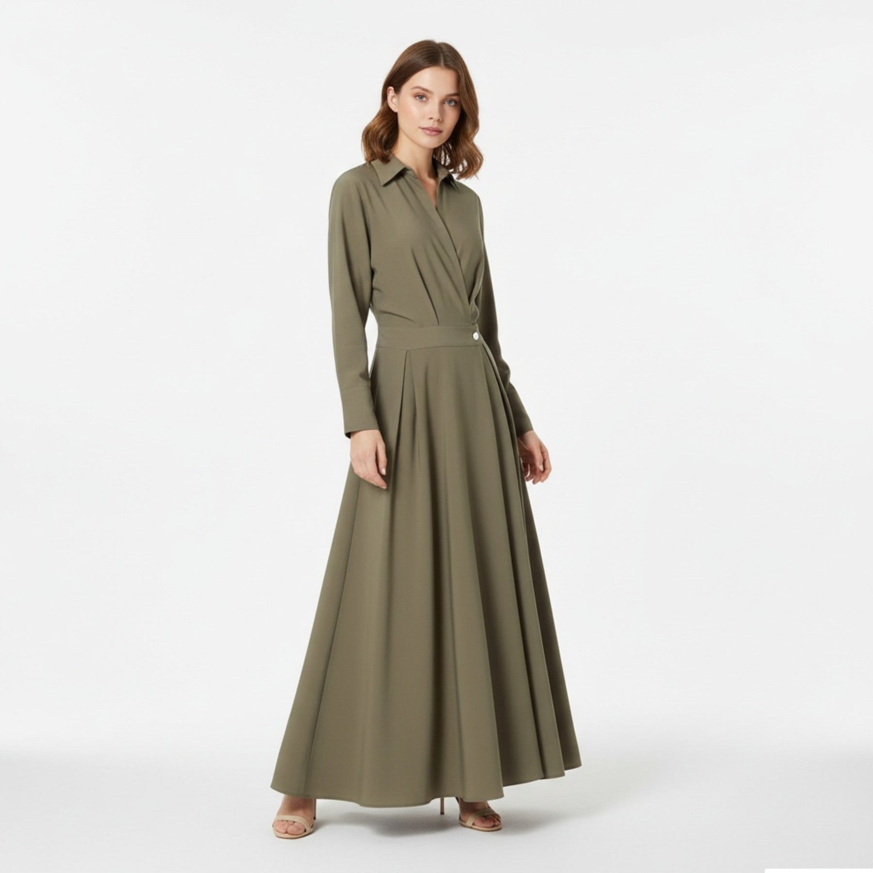 Women's Premium Cotton-Blend Shirt-Dress | Elegant Short Sleeve Spring Dress 3