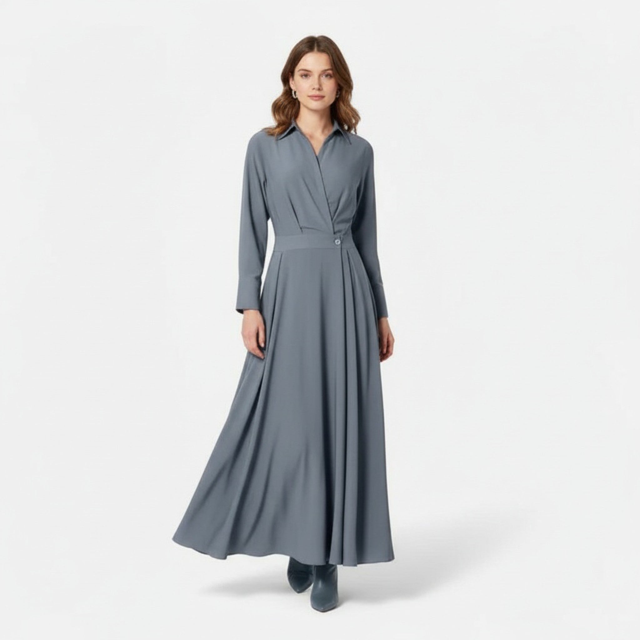 Women's Premium Cotton-Blend Shirt-Dress | Elegant Short Sleeve Spring Dress 6