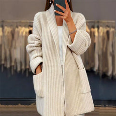 Women's Premium Knitted Wool Cardigan | Cozy Oversized Open-Front Sweater 0