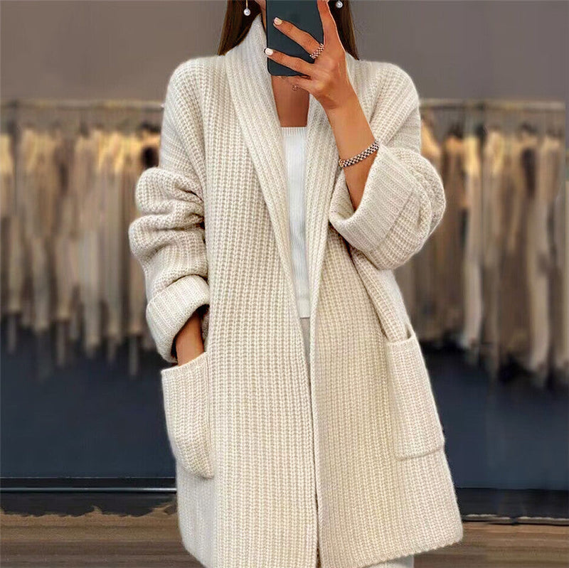 Women's Premium Knitted Wool Cardigan | Cozy Oversized Open-Front Sweater 0