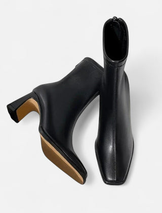 Women's Premium Leather Ankle Boots | Elegant Vintage Square-Toe Booties for Women 1