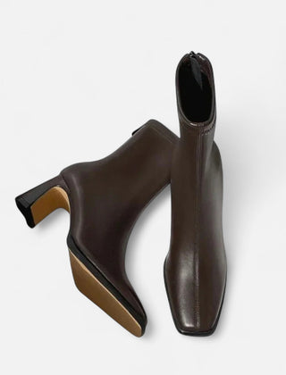 Women's Premium Leather Ankle Boots | Elegant Vintage Square-Toe Booties for Women 2