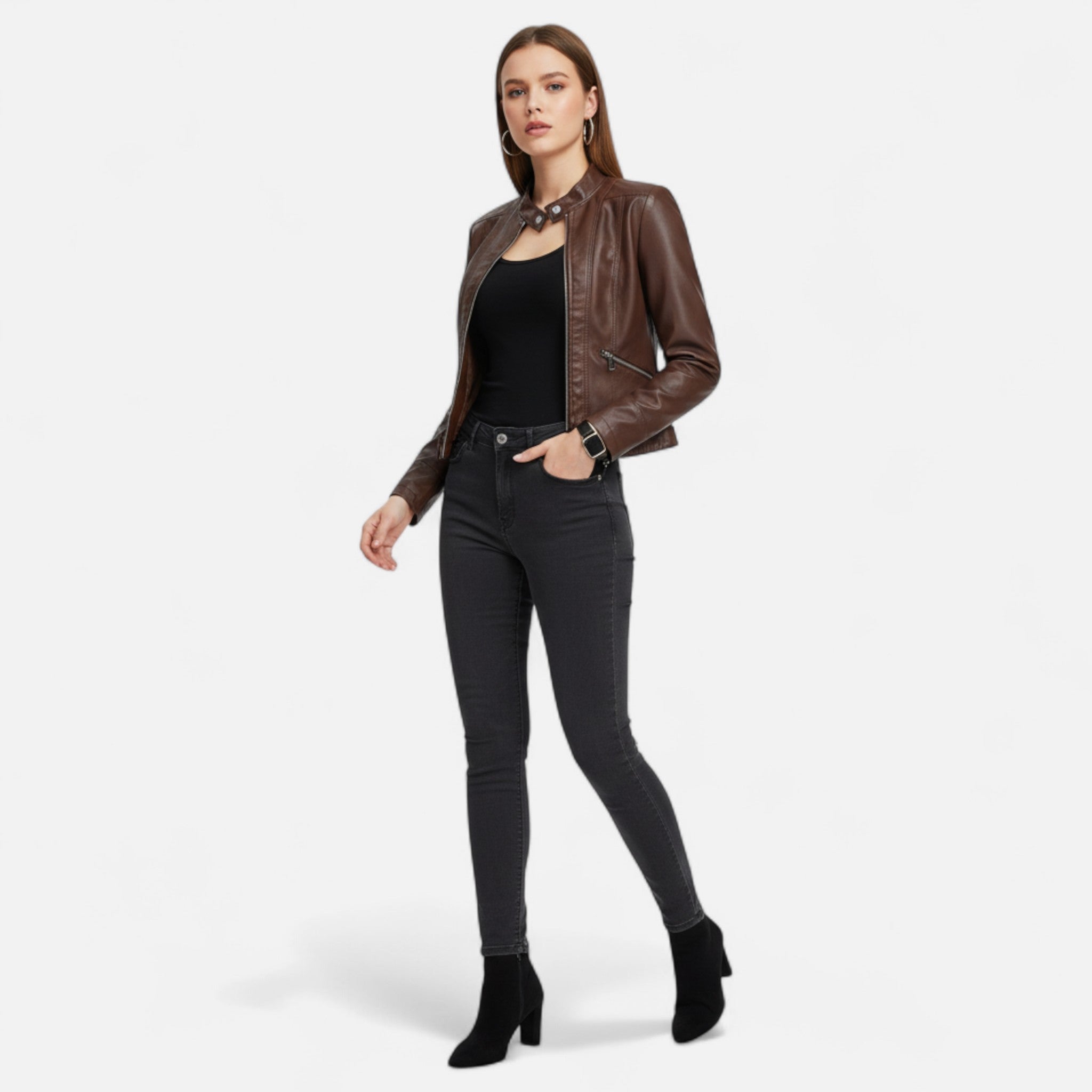 Women's Premium Vegan Leather Jacket | Elegant Classic Cut Outerwear 1