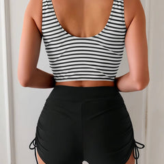 Women's Quick Dry Striped Tankini Swimsuit | Elegant High-Waisted Tummy Control Swimwear 2