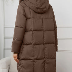 Women's Quilted Longline Puffer Coat | Elegant Black Winter Jacket 1