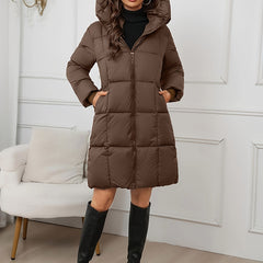 Women's Quilted Longline Puffer Coat | Elegant Black Winter Jacket 3