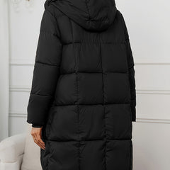 Women's Quilted Longline Puffer Coat | Elegant Black Winter Jacket 6
