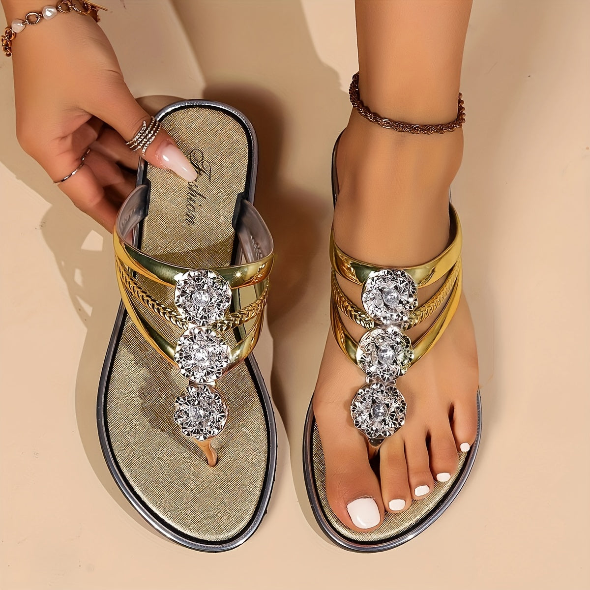 Women's Rhinestone Embellished Orthopedic Sandals | Chic Comfortable Summer Footwear 2