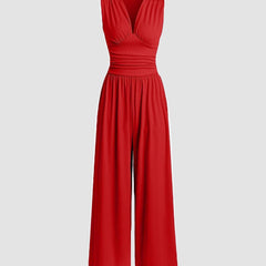 Women's Ribbed Jumpsuit | Elegant Chic Sleeveless Wide-Leg Design 0