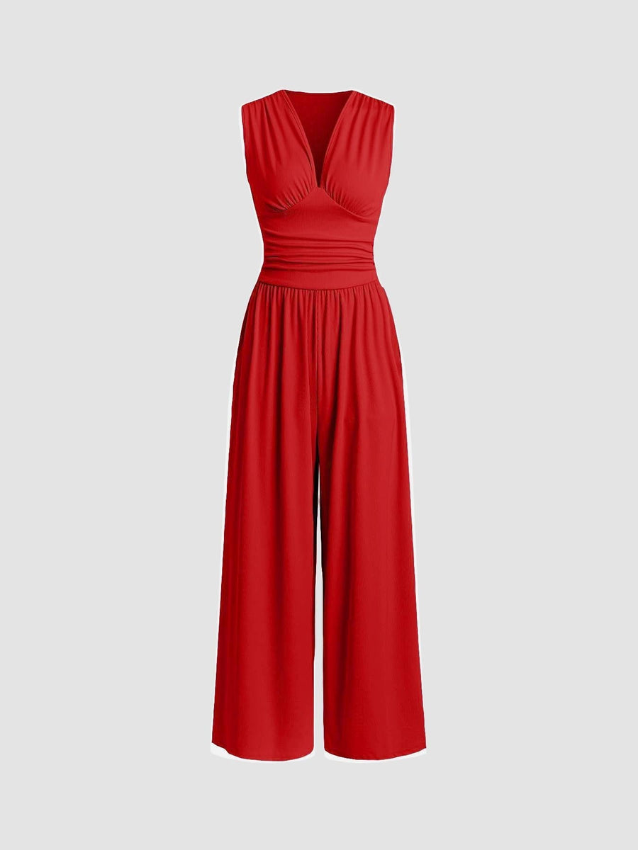 Women's Ribbed Jumpsuit | Elegant Chic Sleeveless Wide-Leg Design 0