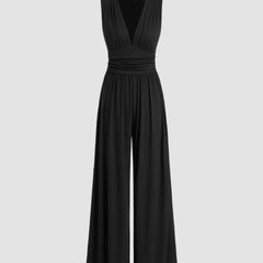 Women's Ribbed Jumpsuit | Elegant Chic Sleeveless Wide-Leg Design 1