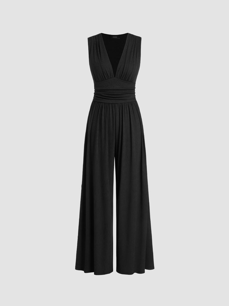 Women's Ribbed Jumpsuit | Elegant Chic Sleeveless Wide-Leg Design 1