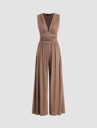 Women's Ribbed Jumpsuit | Elegant Chic Sleeveless Wide-Leg Design 3