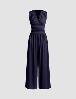 Women's Ribbed Jumpsuit | Elegant Chic Sleeveless Wide-Leg Design 4