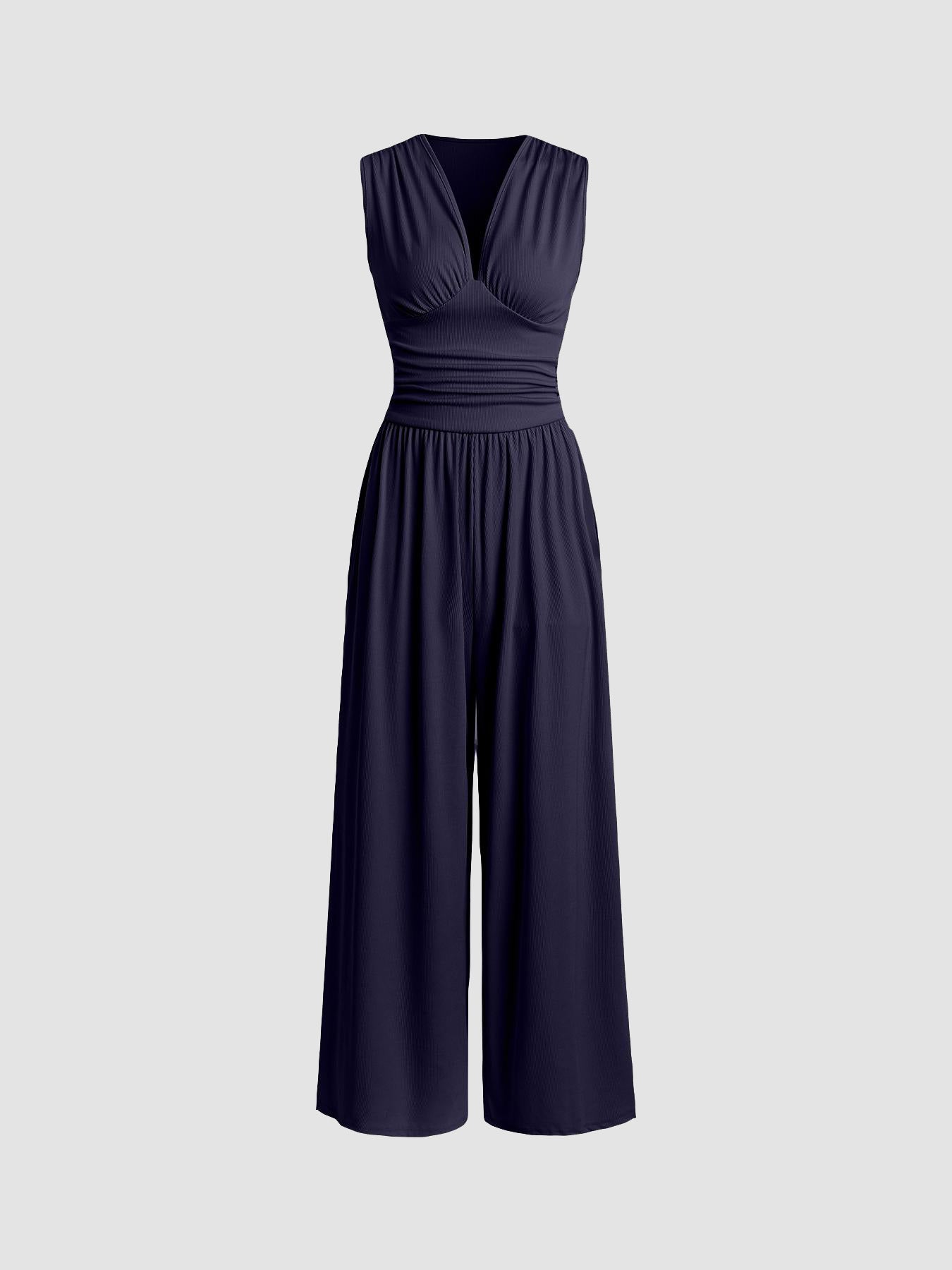 Women's Ribbed Jumpsuit | Elegant Chic Sleeveless Wide-Leg Design 4