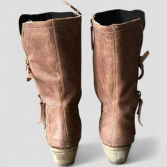 Women's Rustic Leather Cowboy Boots | Stylish Mid Calf Western Footwear 3
