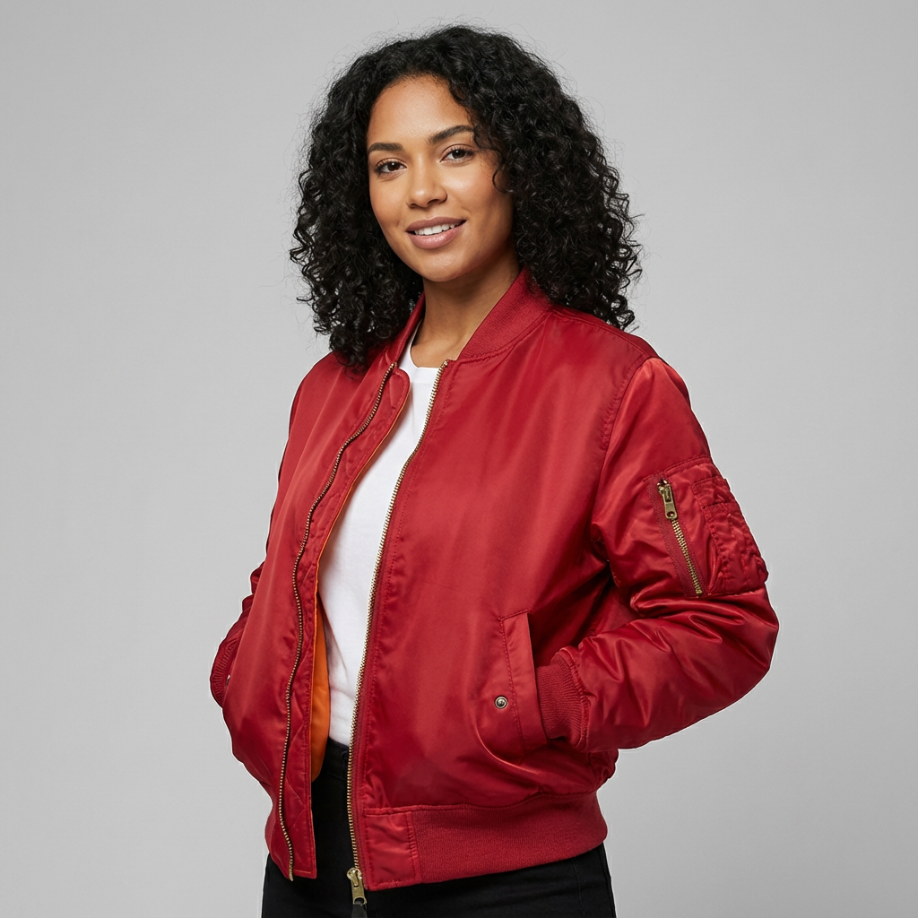 Women's Satin Bomber Jacket | Sporty Elegant Utility Outerwear 1