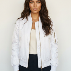 Women's Satin Bomber Jacket | Sporty Elegant Utility Outerwear 10