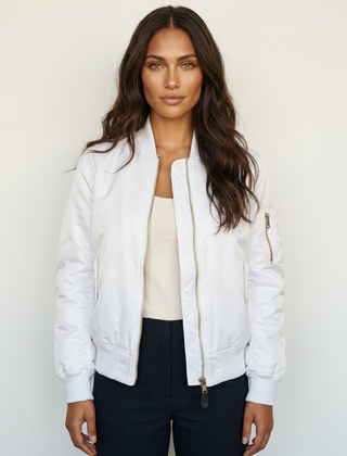 Women's Satin Bomber Jacket | Sporty Elegant Utility Outerwear 10