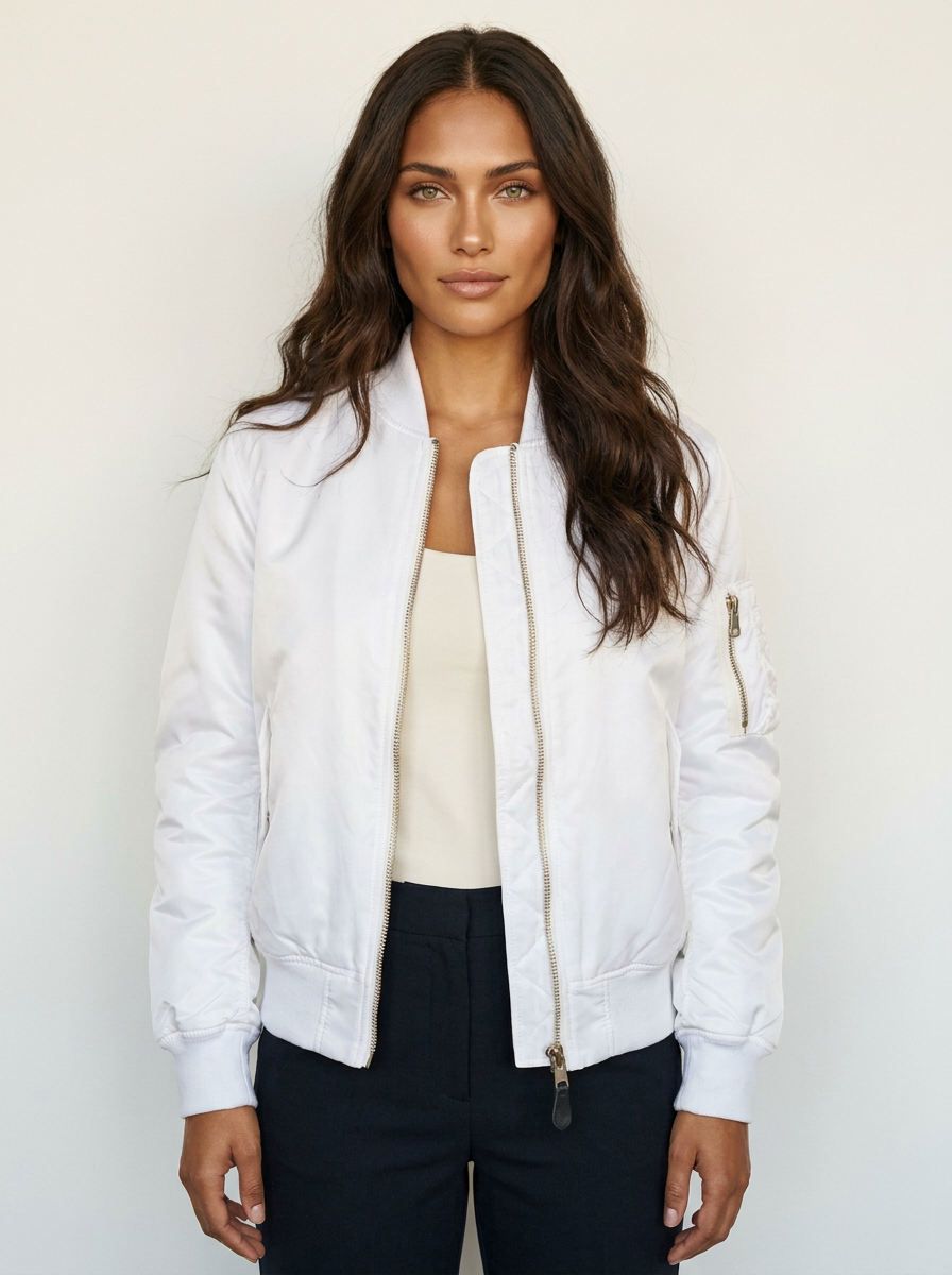Women's Satin Bomber Jacket | Sporty Elegant Utility Outerwear 10