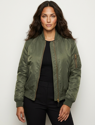 Women's Satin Bomber Jacket | Sporty Elegant Utility Outerwear 12