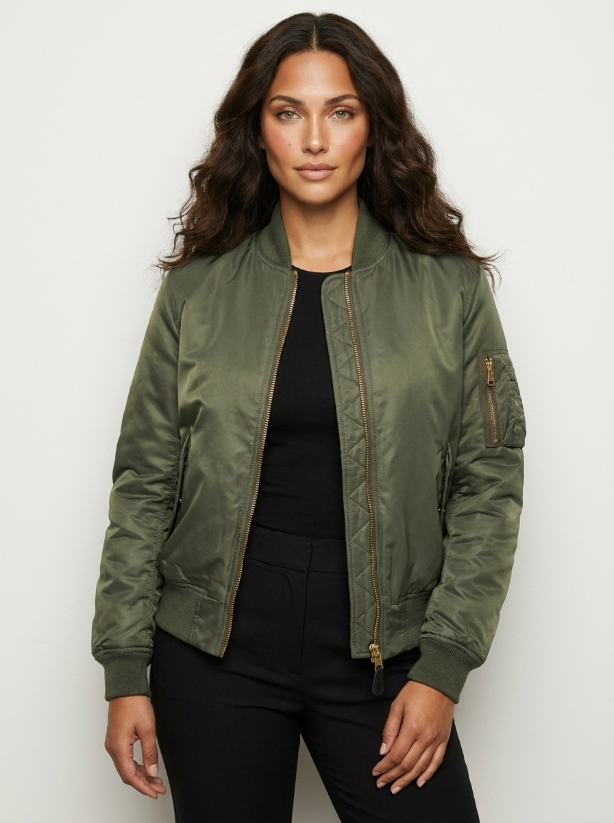 Women's Satin Bomber Jacket | Sporty Elegant Utility Outerwear 12