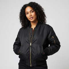 Women's Satin Bomber Jacket | Sporty Elegant Utility Outerwear 2
